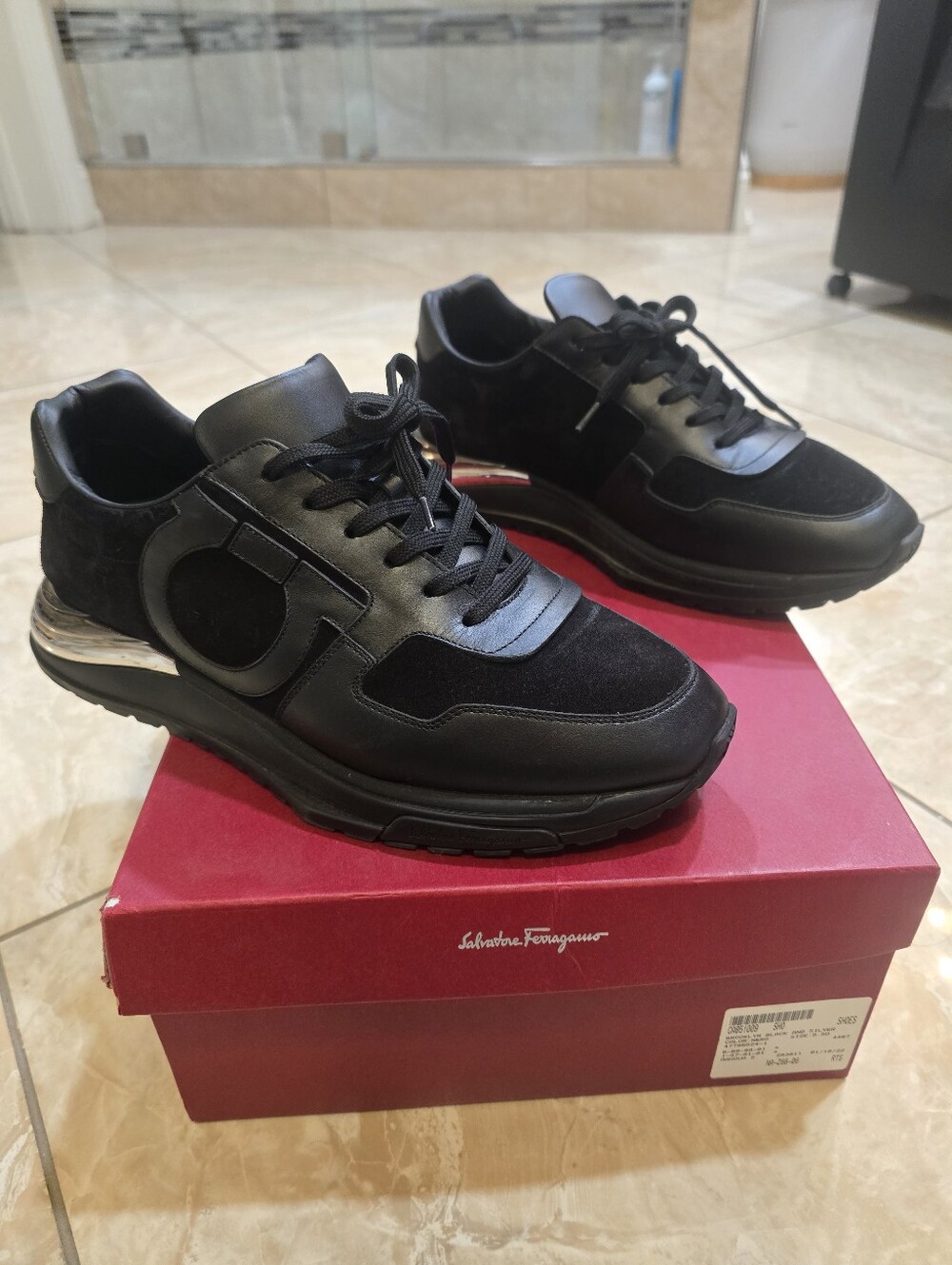 Salvatore Ferragamo Brooklyn Black Men's Leather & Suede Sneakers